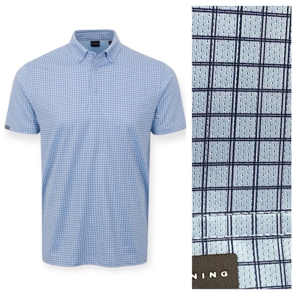Dunning Golf Other - Dunning Golf Blue Windsurfer Windowpane Plaid Chadwick Ventilated Polo Shirt XL